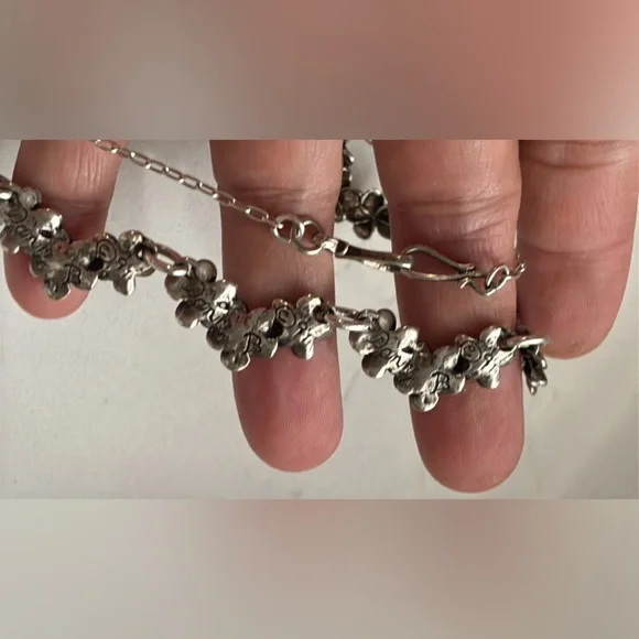 Sterling Silver Plumeria Necklace 26” - Picture 11 of 16